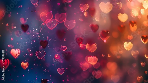 Bokeh with sparkles and hearts for something special day of love
