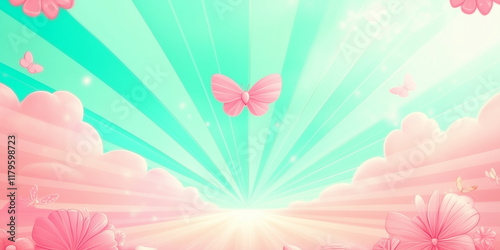 Colorful butterfly spring themed background with copy space