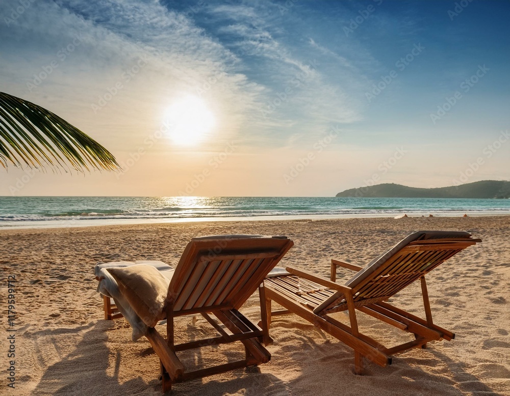 lounger empty beach chair for leisure and holiday relaxation lounger empty beach chair for leisure and holiday relaxation