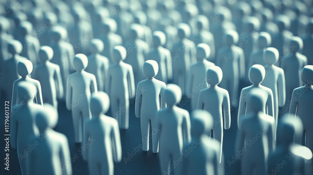 Obraz premium Abstract Crowd: A Sea of Identical Figures
