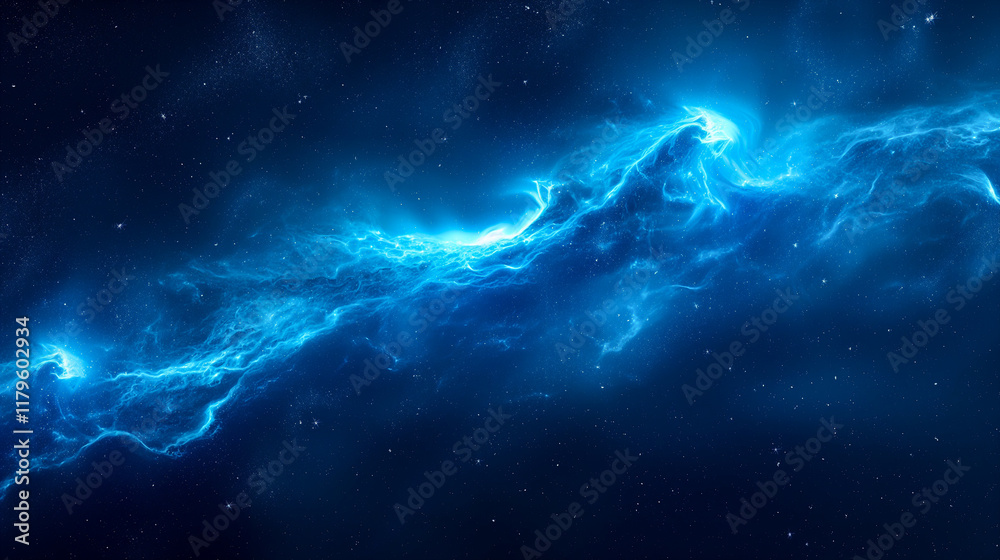 Fototapeta premium A Stunning Blue Supernova Galaxy Filled With Luminous Energy in the Vastness of Space. Generative AI