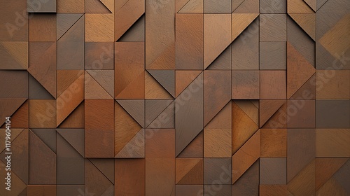 Fototapeta Naklejka Na Ścianę i Meble -  Abstract geometric brown wood pattern background texture.