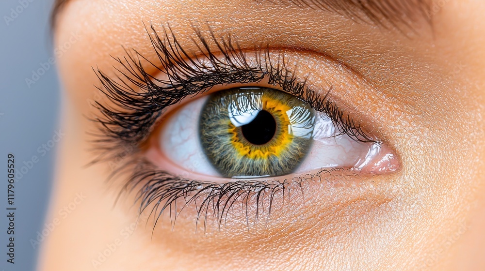 Fototapeta premium Close-Up Photograph of a Detailed Human Eye with Colorful Iris
