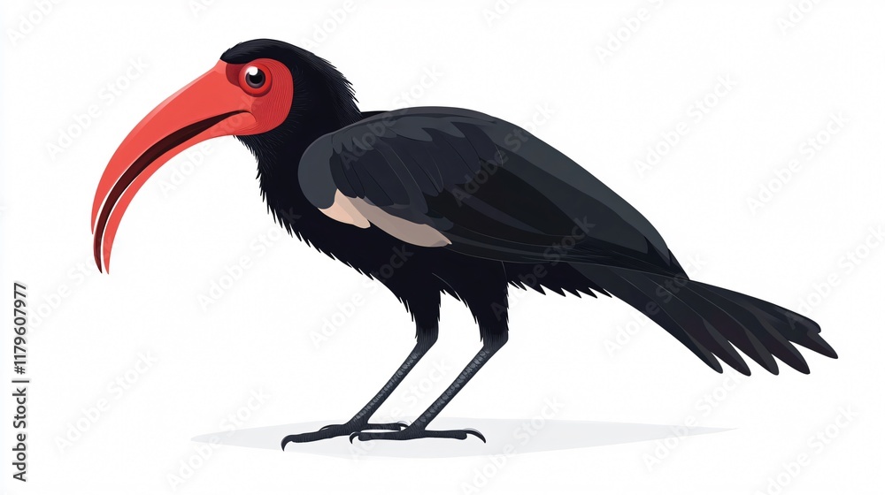 Fototapeta premium Striking Red-Billed Bird: A Portrait of Tropical Elegance