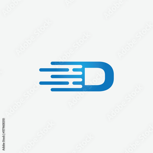 D speed letter logo icon design concept