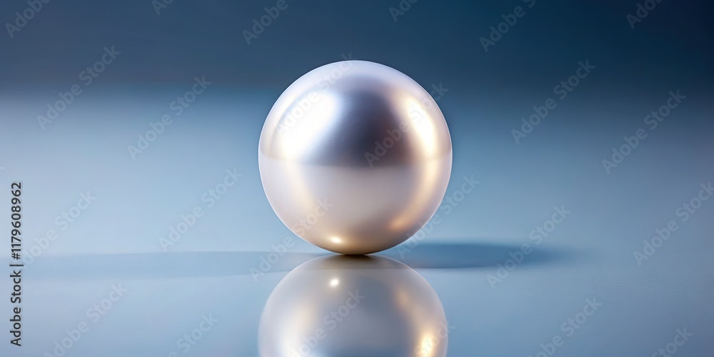 Fototapeta premium Pure elegance: a solitary pearl, perfectly isolated against a pristine white backdrop. Minimalist perfection.