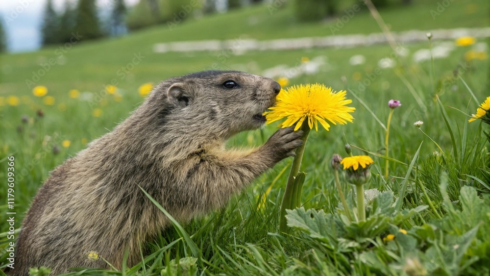 marmot in the grass marmot in the grass