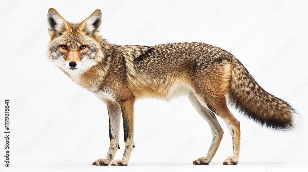Obraz premium Majestic Coyote: A Captivating Wildlife Portrait on White Background