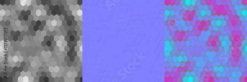 Wallpaper Mural Random Height Hexagon Balanced Seamless Tiled Texture Height Map Normal Map RGB Mask AO Map Torontodigital.ca
