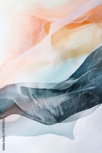 Abstract watercolor poster, layered translucent brushstrokes, soft gradients, and dreamy visuals photo