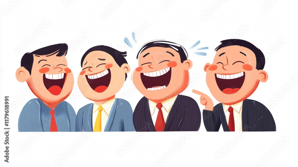 Joyful Businessmen: A Hilarious Illustration of Shared Laughter and Camaraderie in the Corporate World Joyful Businessmen: A Hilarious Illustration of Shared Laughter and Camaraderie in the Corporate World