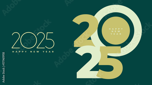 2025 happy new year text vector design