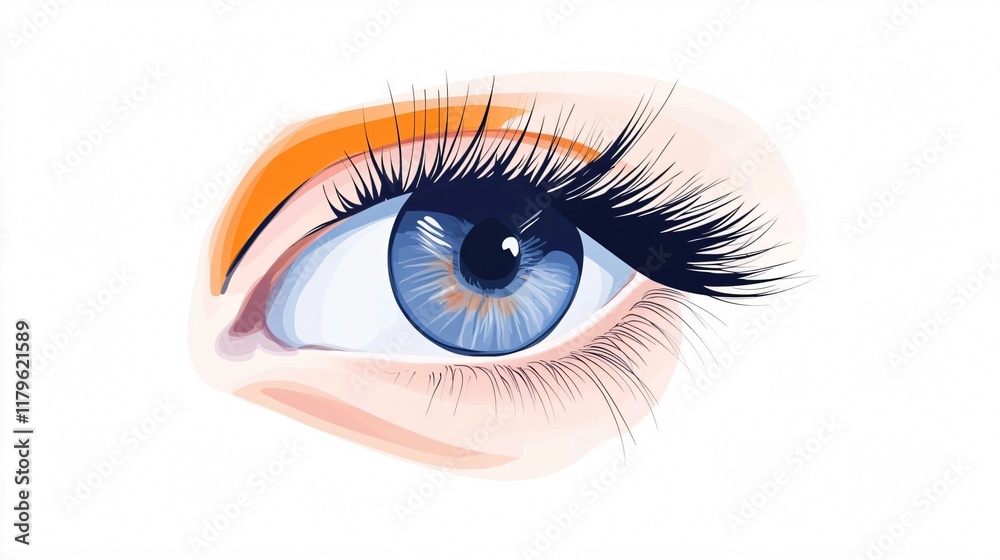 Fototapeta premium Expressive Blue Eye: A Captivating Close-Up of Beauty and Fashion