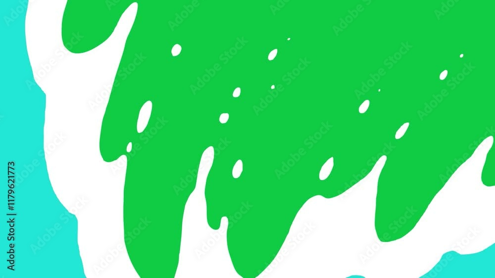 A flowing white and green abstract shape forming dynamic waves, perfect for creating vibrant transitions and artistic overlays.