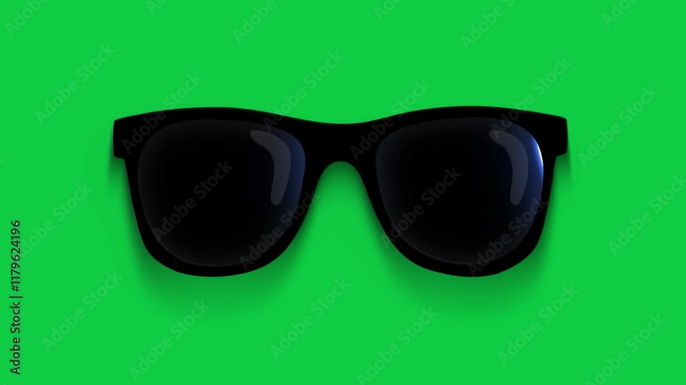 A clean green screen with black sunglasses in the center, perfect for fun, creative, or themed visual projects such as advertising or animations. A clean green screen with black sunglasses in the center, perfect for fun, creative, or themed visual projects such as advertising or animations.