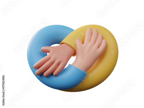 3D Hugging icon isolated on transparent background, Love, friendship, care and charity concept. Silhouette unity and warmth feeling. Hug, support & friendship. International hug day. 3d rendering