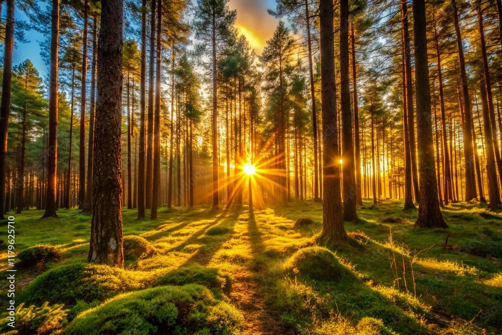 Golden Hour Forest Sunset: Candid Nature Photography Golden Hour Forest Sunset: Candid Nature Photography
