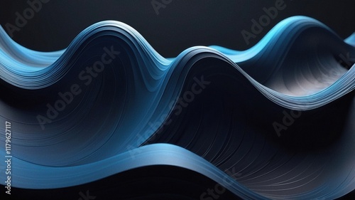 Abstract Ocean Waves in Fluid Blue Creating a Captivating Visual Rhythm