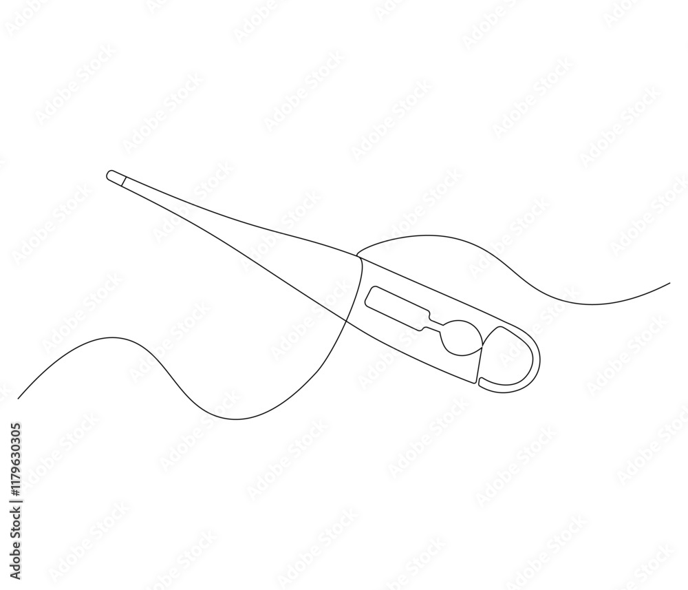Obraz premium One continuous line drawing of thermometer. Single line of thermometer vector illustration