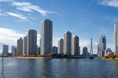 Photography Skyscrapers of Century Park Tower is a residential building in the River City 21 building complex in the Chuo special ward of Tokyo, Japan