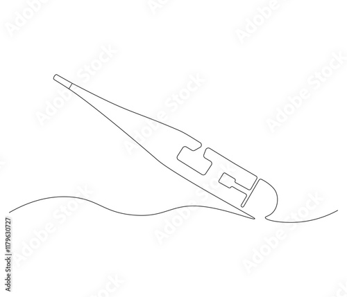 One continuous line drawing of thermometer. Single line of thermometer vector illustration