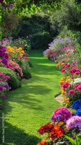A Stunning Garden Path with Vibrant Blooms