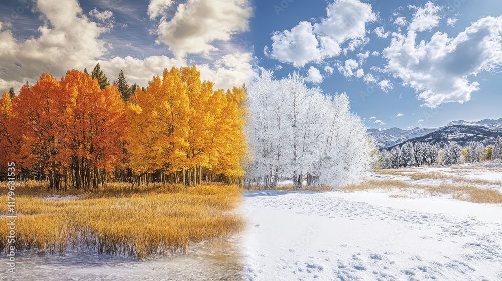 Autumn and Winter Landscape Transition Autumn and Winter Landscape Transition