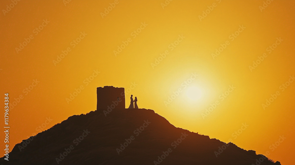 Obraz premium カップルのシルエット・プロポーズのイメージ’