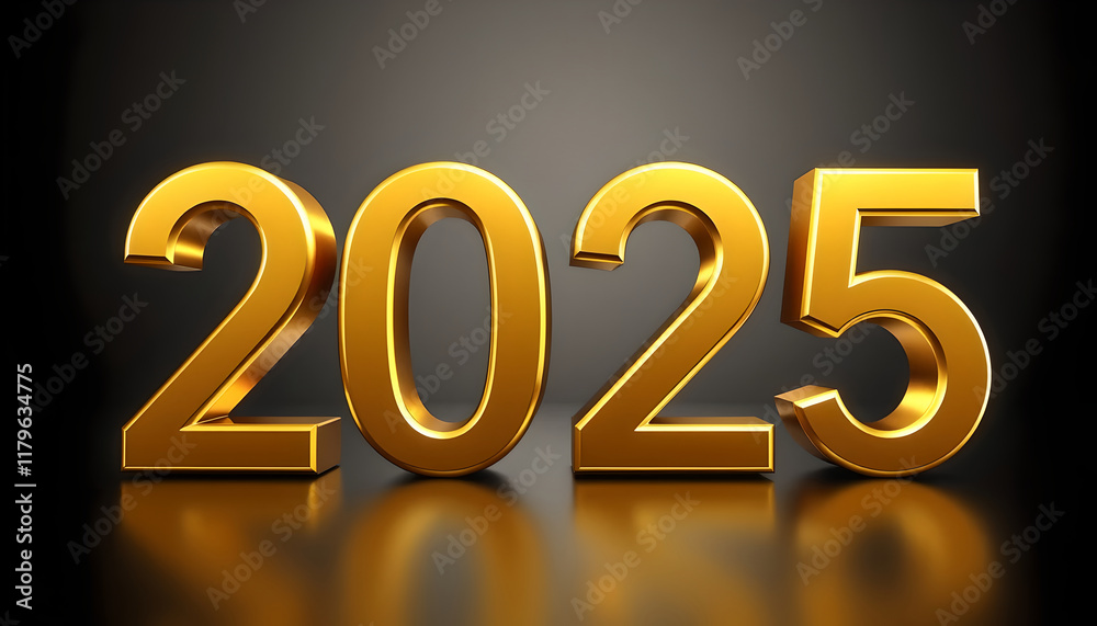Golden 3d text 2025 New Year's Number - Minimalism Golden 3d text 2025 New Year's Number - Minimalism
