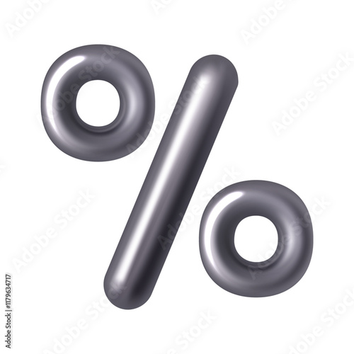 3d percent symbol vector icon 