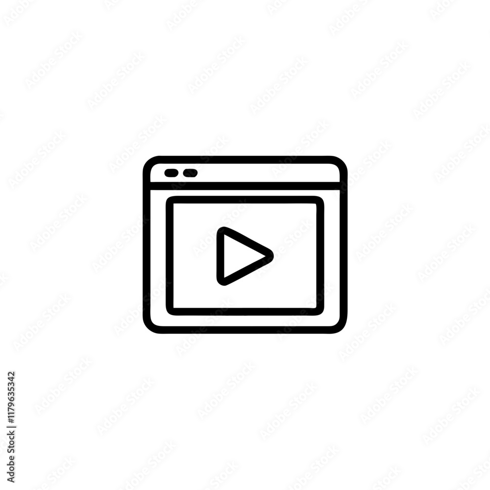 an icon featuring a play button inside a screen, symbolizing video streaming services or platforms. an icon featuring a play button inside a screen, symbolizing video streaming services or platforms.