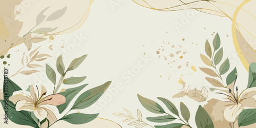 Abstract floral pastel beige simple vector spring themed background, vector illustration. Simple luxury style wallpaper. Botanical past background vector.  Minimal Design for text, packaging, prints.