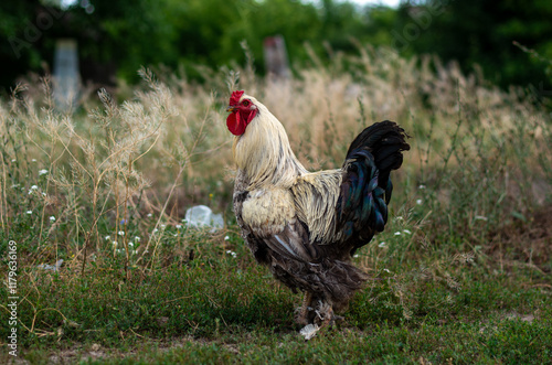 rooster in the grass