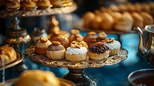 Middle Eastern Pastries for Tea Time – Sweets and Desserts Paired with a Traditional Teapot photo