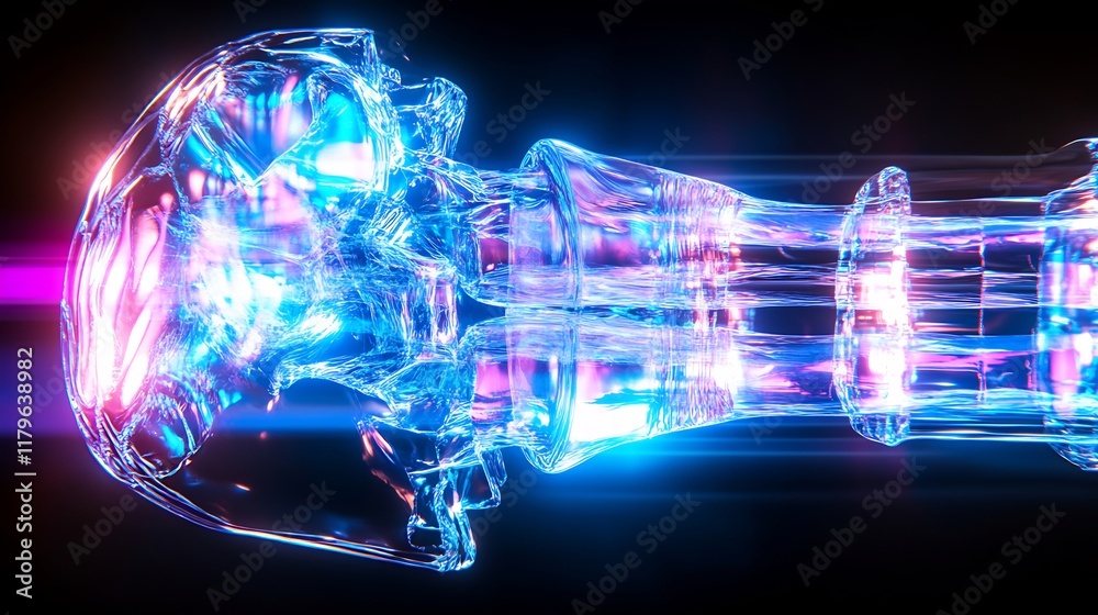 Fototapeta premium Cybernetic Skull: Vivid 3D Render, Futuristic Digital Artwork. AI Generated