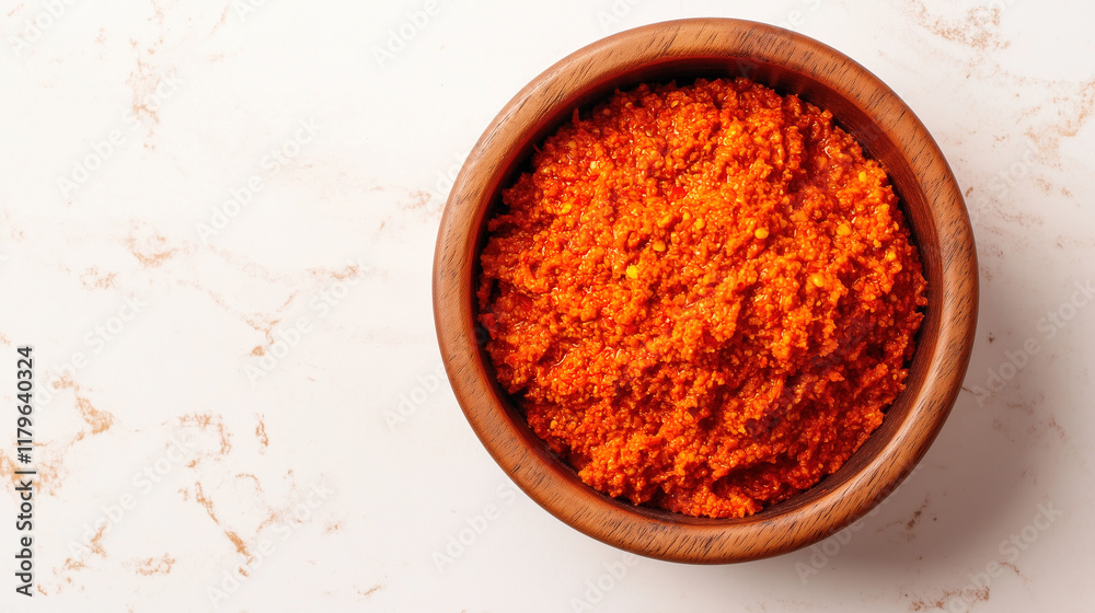 Red pepper sauce top view close-up Red pepper sauce top view close-up