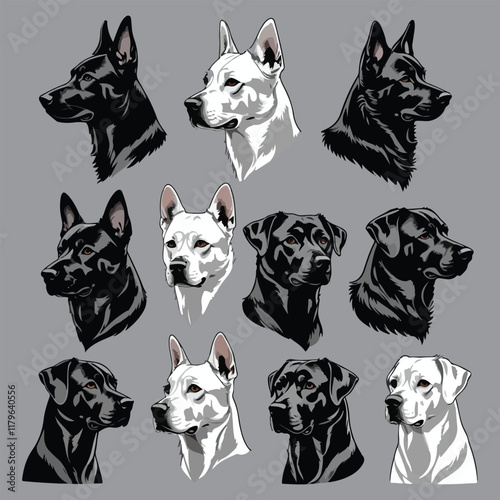 Dog Breeds Silhouette Set German Shephard Dog Silhouette Dogs! Dogs Icon Set