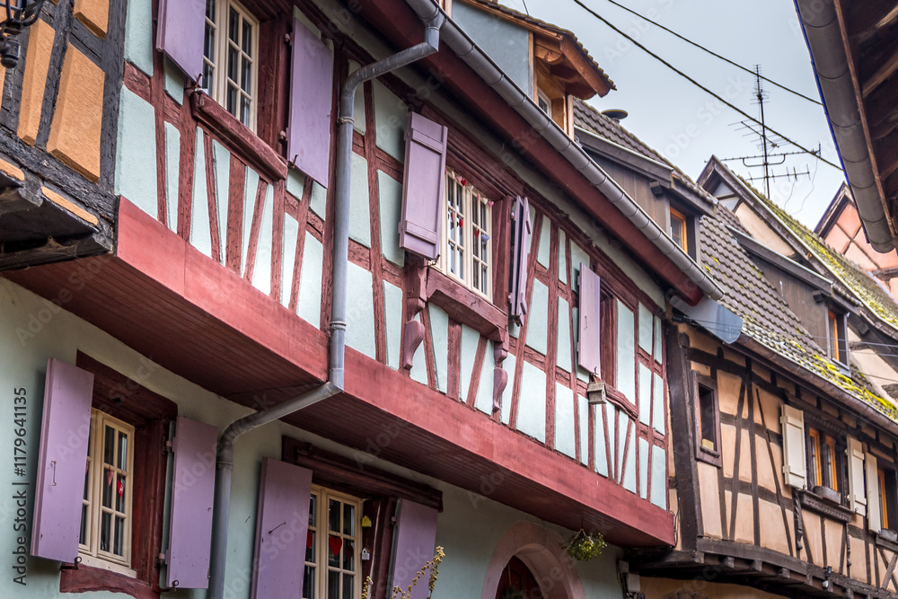 Typical half-timbered houses in Eguisheim, Alsace, France Typical half-timbered houses in Eguisheim, Alsace, France