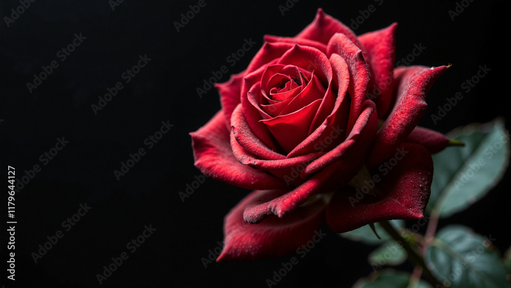 Elegant Red Rose on Black: Luxurious Floral Image for Wedding Invitations, Greeting Cards, and High-End Marketing Elegant Red Rose on Black: Luxurious Floral Image for Wedding Invitations, Greeting Cards, and High-End Marketing