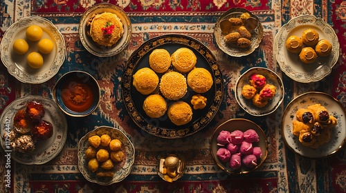 Sweets and Desserts on a Festive Food Table for Celebration with Delicious Treats photo