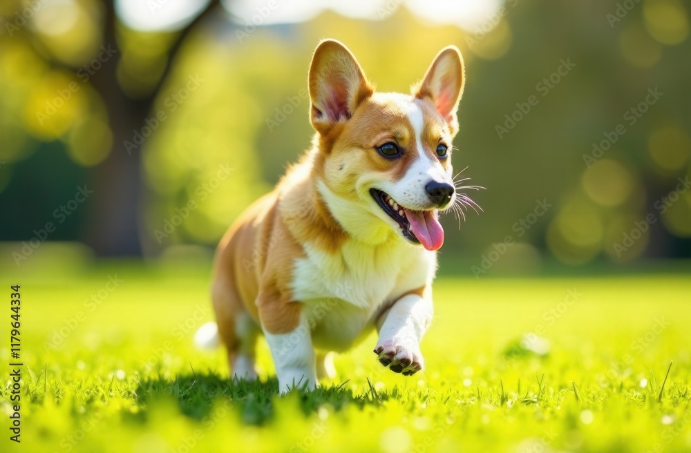 corgi dogs playing joyfully in the park, sunny afternoon setting, wide-angle shot capturing their energy and fun, natural sunlight enhancing the scene corgi dogs playing joyfully in the park, sunny afternoon setting, wide-angle shot capturing their energy and fun, natural sunlight enhancing the scene