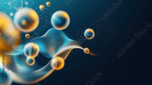 Wallpaper Mural Colorful Abstract Background with Bubbles and Waves in Blue Torontodigital.ca
