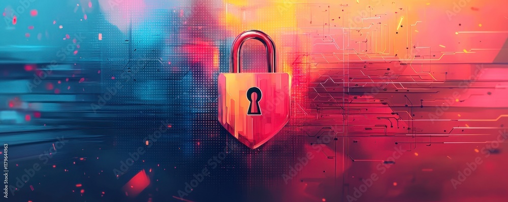 Obraz premium Cybersecurity in digital space modern graphic design for abstract protection measures