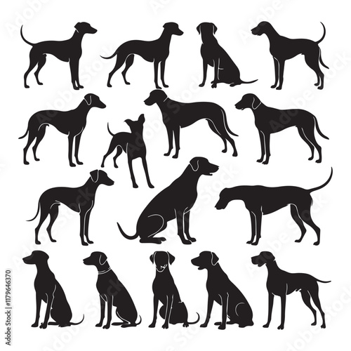 Dog Breeds Silhouette Set German Shephard Dog Silhouette Dogs! Dogs Icon Set