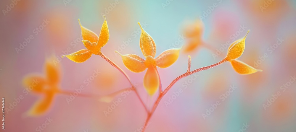 Fototapeta premium Microscopic View of Orange Structures, Abstract Background, Biological Illustration, Science, Nature