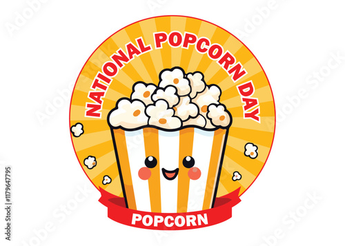 Celebrate Popcorn Day with vibrant vector art! Includes popcorn tubs, kernels, movie reels, banners, and fun typography. Perfect for posters, social media, and festive designs