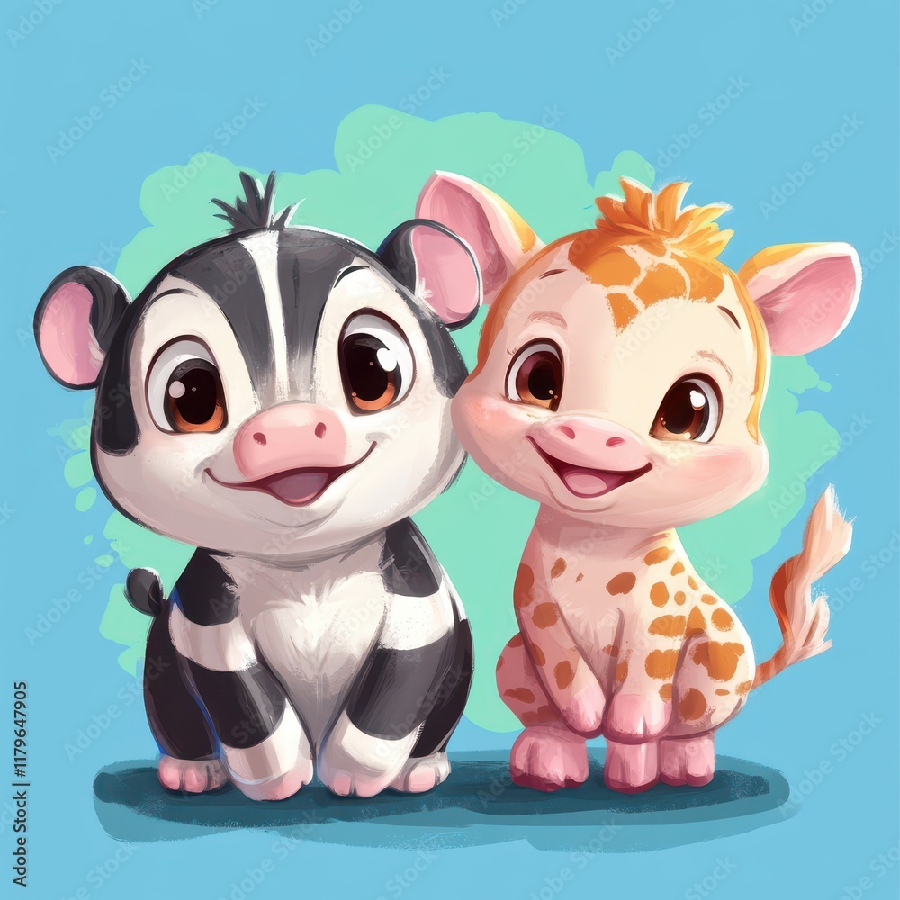 Obraz premium Adorable Baby Animals Sitting Together Showing Friendship