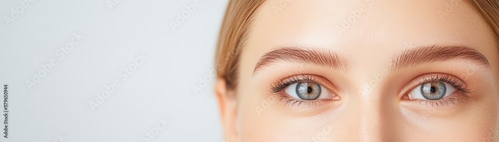 Fototapeta premium Close-up of a woman's striking blue eyes.