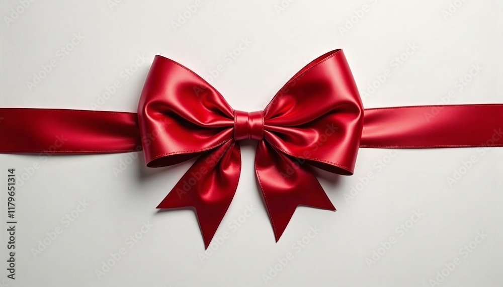 Glossy red gift bow with sharp details on a white background Glossy red gift bow with sharp details on a white background