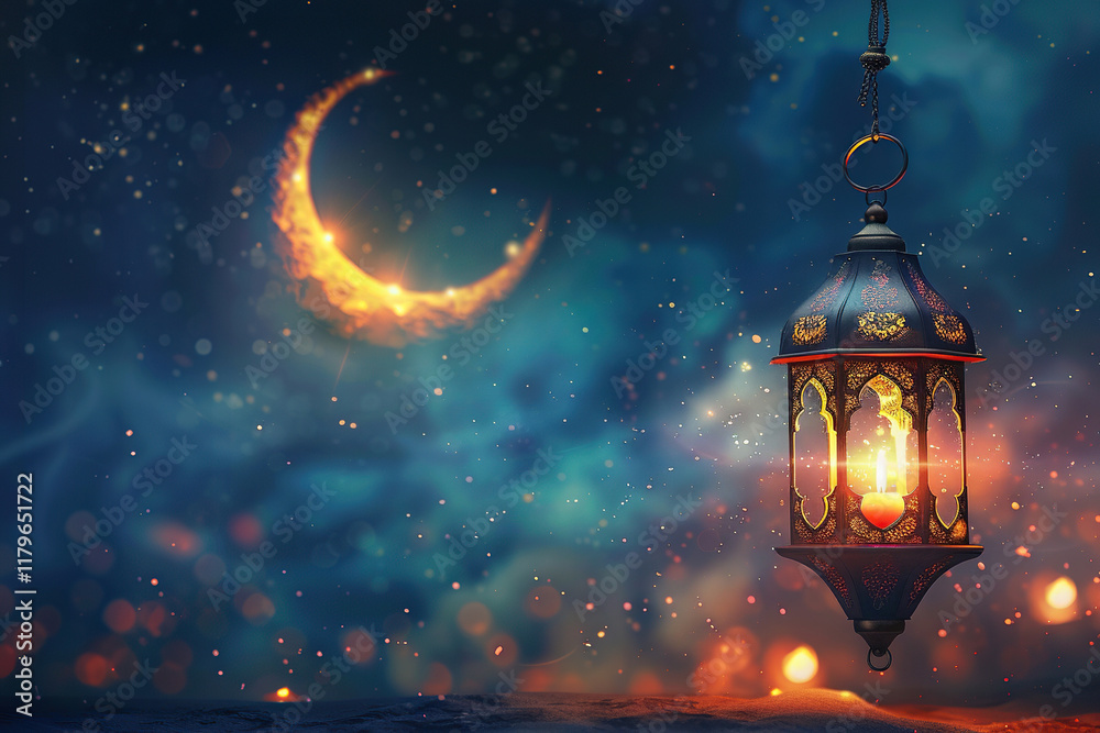 Beautiful greeting card with holiday composition for happy celebrate Ramadan, abstract vivid composition consists of fictional unreal fantastic vision on background Beautiful greeting card with holiday composition for happy celebrate Ramadan, abstract vivid composition consists of fictional unreal fantastic vision on background